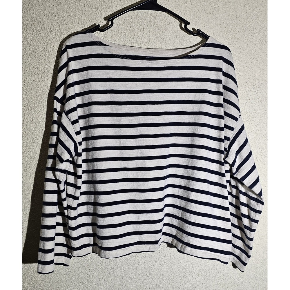 Levis Womens Sz M Marine Boat Long Sleeved Cotton Top Nautical Yacht Club Beach‎